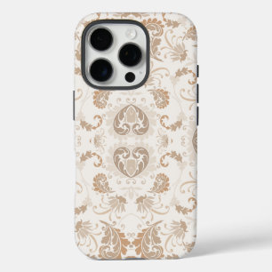 Coques iPhone 16 Pro Paisley en beige esthétique moderne Tan Brown