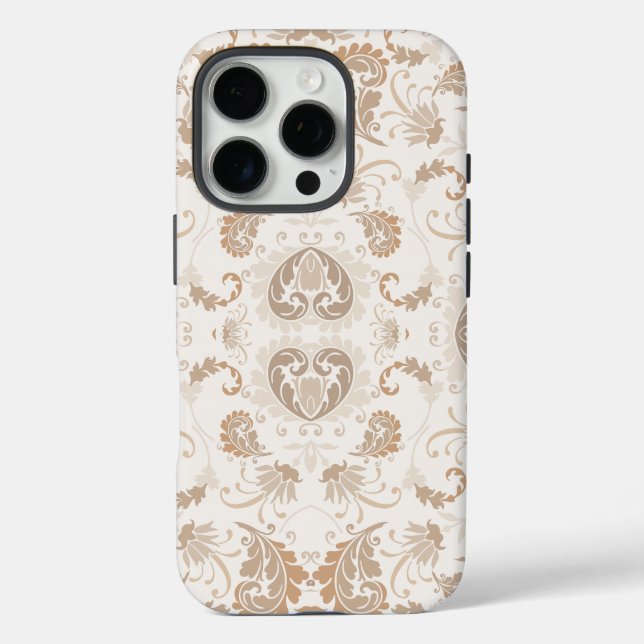 Coques Case-Mate iPhone Paisley en beige esthétique moderne Tan Brown (Verso)
