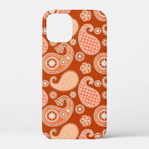 Coques Pour iPhone Paisley motif, Mandarin Orange et Blanc