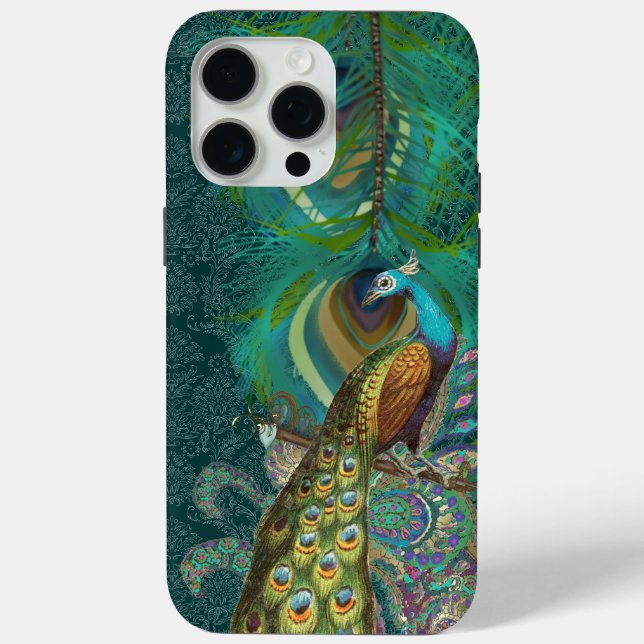 Coques Case-Mate iPhone PAISLEY Peacock & Feather GOLD COPPER ET VERT (Verso)