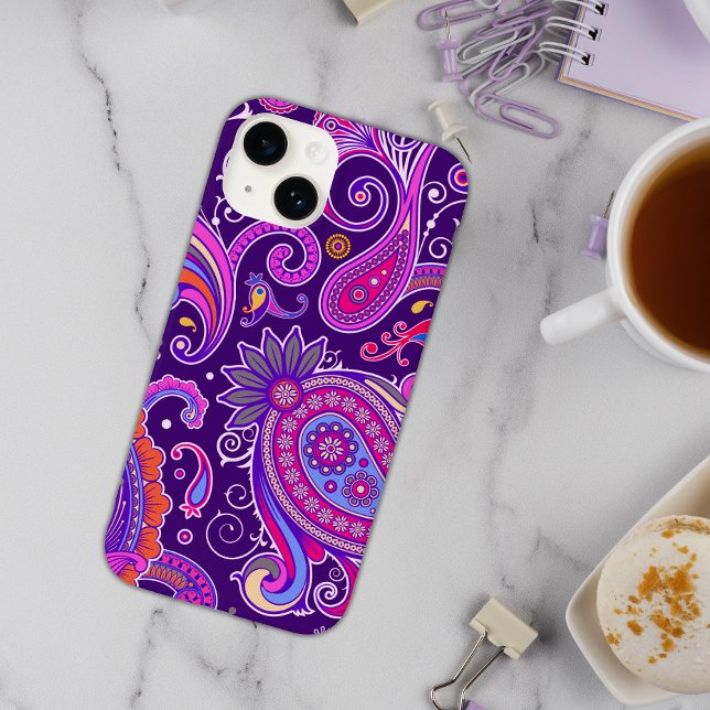 Coques Case-Mate iPhone Paisley rose et violet (Créateur téléchargé)