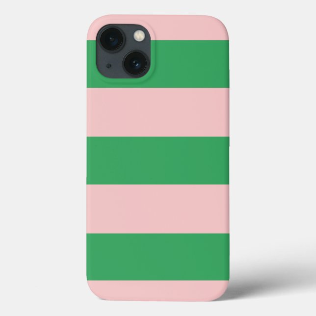 Coques Case-Mate iPhone Pale rose et vert rayures (Verso)