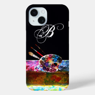 Coque Pour iPhone 15 PALETTE DE COULEUR ARTISTE ET BRUSHES MONOGRAM Noi