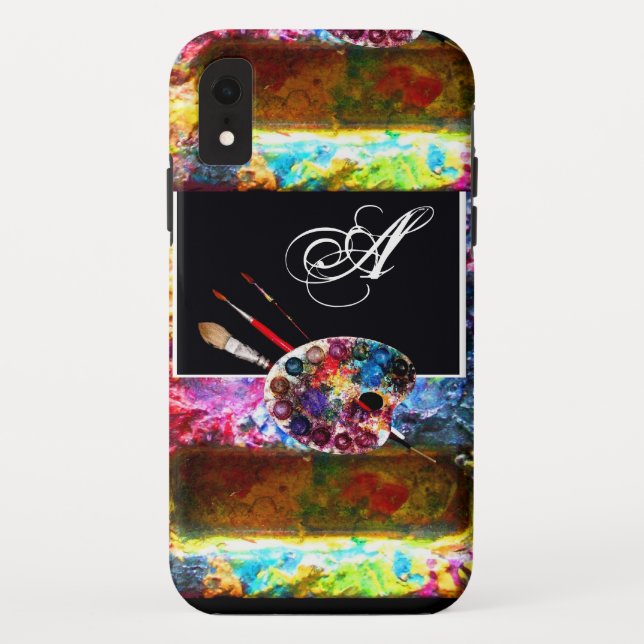 Coques Case-Mate iPhone PALETTE DE COULEUR ARTISTE MONOGRAMME Noir (Dos)