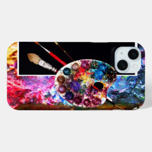Coque iPhone 15 Mini PALETTE ET BROUILLES DE COULEUR ARTISTE, Noir