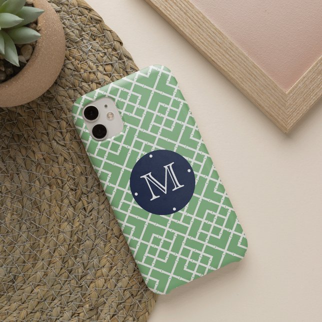 Coques Case-Mate iPhone Palm Beach Green Motif en bambou géométrique Monog (Créateur téléchargé)