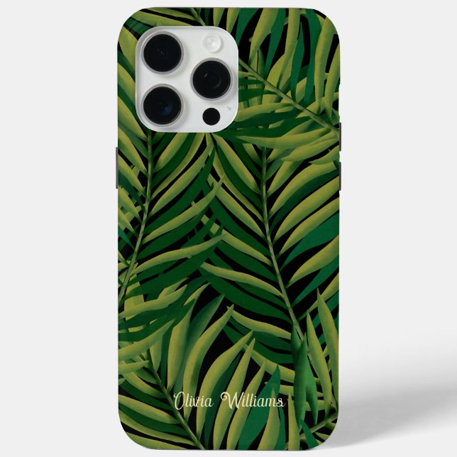 Coques Case-Mate iPhone Palm noir et vert Feuille esthétique (Verso)