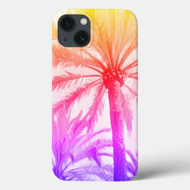 Coques Case-Mate iPhone palmier tropical rétro neon 80's (Verso)