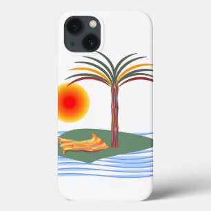 iPhone 13 Coque Palmier tropical, Soleil, Vagues