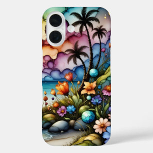 Coques iPhone 16 Palmiers et fleurs d'Imaginaire