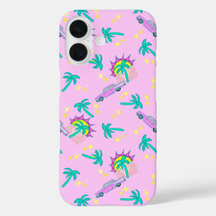 Coques iPhone 16 palmiers roses rétro et voiture