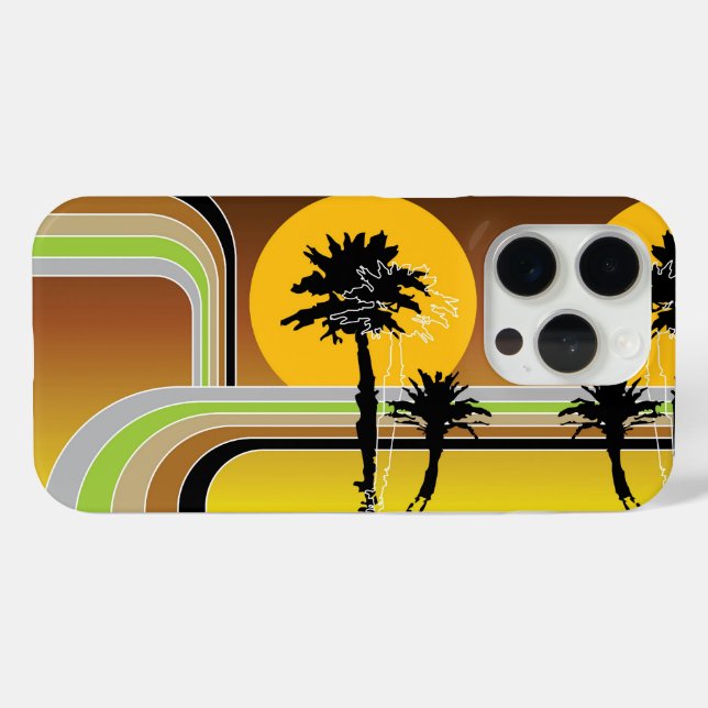 Coques Case-Mate iPhone Palmiers Tropical Retro Beach Sunset Stripes Mod (Verso (horizontal))