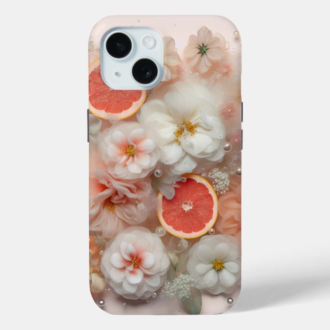 Coques Case-Mate iPhone Pamplemousse et fleurs (Verso)