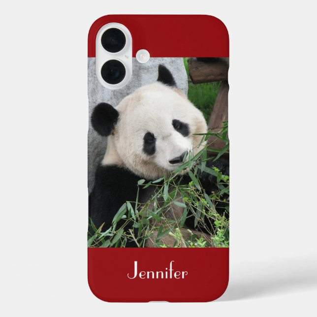 Coques Case-Mate iPhone Panda géant mignon, Rouge foncé, Nom (Verso)
