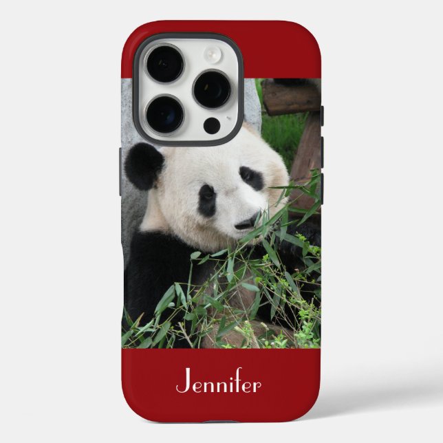 Coques Case-Mate iPhone Panda géant mignonne, rouge foncé, Personnalisé av (Verso)