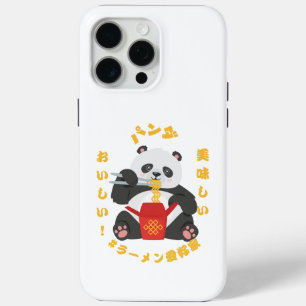 Coque iPhone 15 Pro Max Panda mignonne mangeant des nouilles