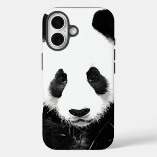 Coques iPhone 16 Panda Pop Art noir et blanc