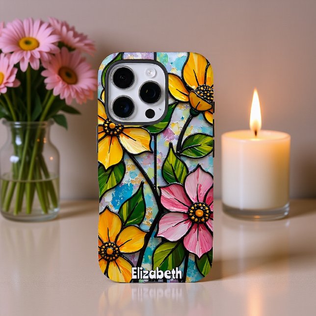 Coques Case-Mate iPhone Panneau de fleurs vibré en verre (Créateur téléchargé)
