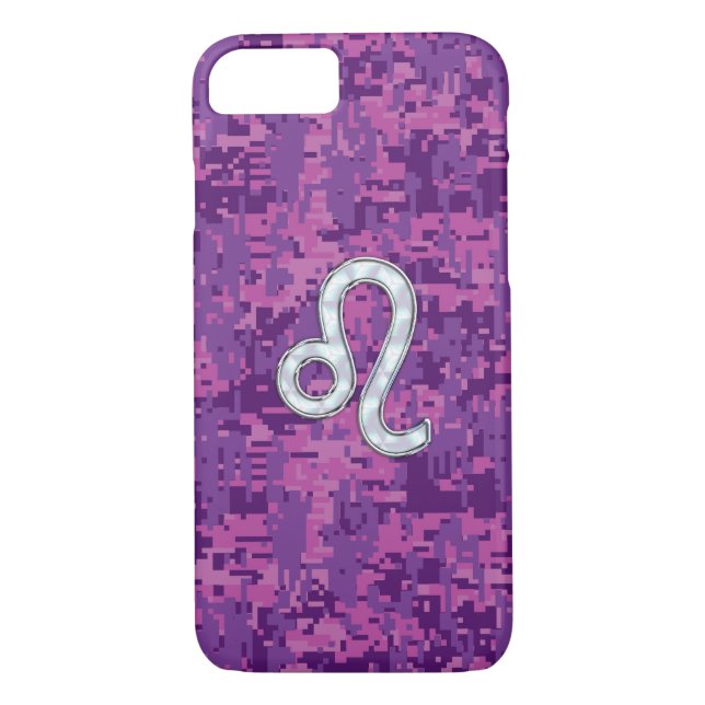 Coques Case-Mate iPhone Panneau Leo Zodiac sur Fuchsia Camouflage (Dos)
