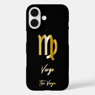 Coques iPhone 16 Panneau Virgo Zodiac, Noir & Or