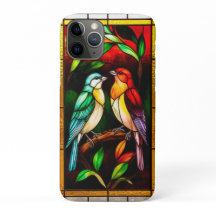 Panneau vitré vibrant avec oiseaux colorés