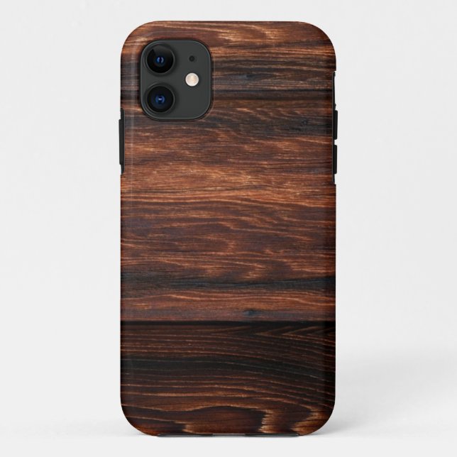 Coques Case-Mate iPhone Panneaux en bois de brun foncé imprimés (Dos)