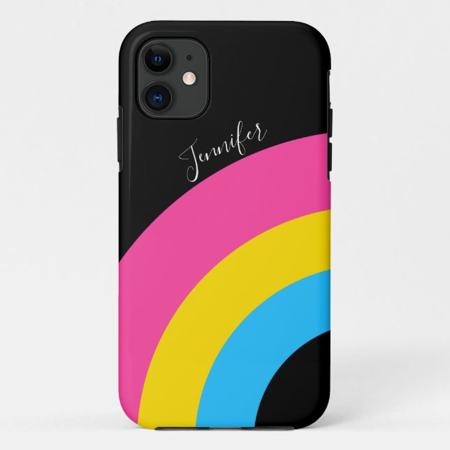 Coques Case-Mate iPhone Pansexual Fierté Rainbow drapeau Jolie Monogramme (Dos)