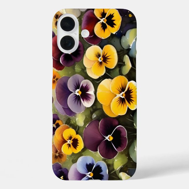 Coques Case-Mate iPhone Pansies jaunes et violets aquarelle (Verso)