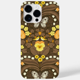 Coque Pour Pour iPhone 14 Pro Max Pansies jaunes, oiseaux et papillons