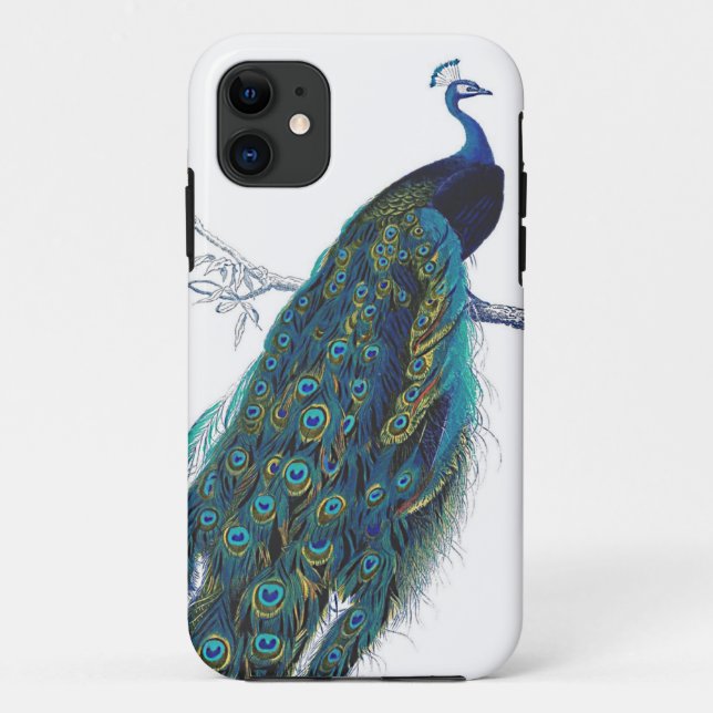 Coques Case-Mate iPhone Paon bleu avec de belles plumes de queue (Dos)