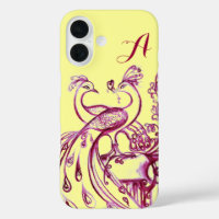 PAONS AMOUREUX MONOGRAMME Violet Jaune