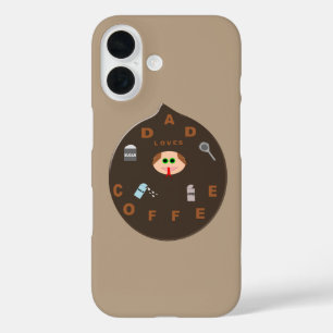 Coques iPhone 16 Papa drôle monstre aime le café