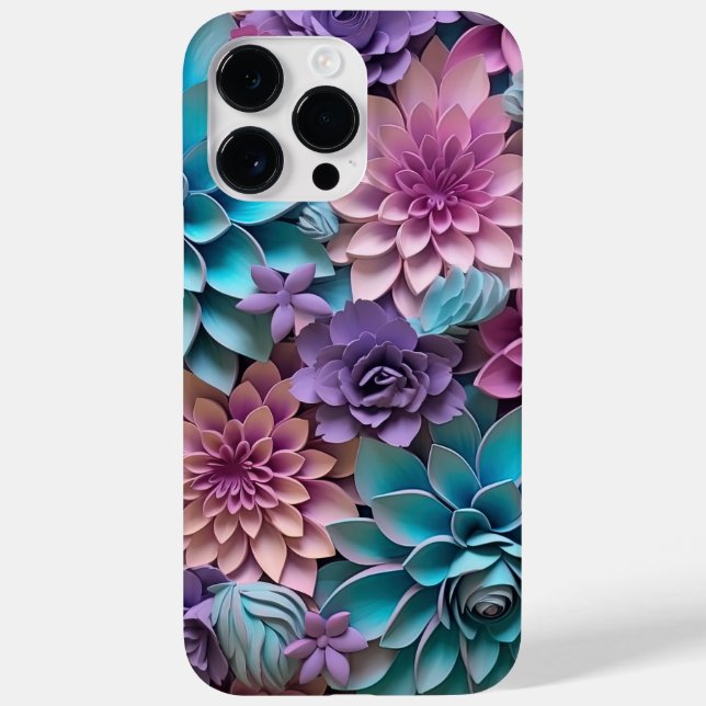 COQUES Case-Mate iPhone PAPIER 3-D BLEU ROPULÉ PURPLE FLEURS (Verso)