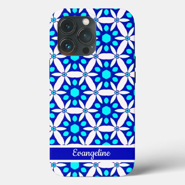 Coques Case-Mate iPhone Papier bleu blanc floral (Verso)