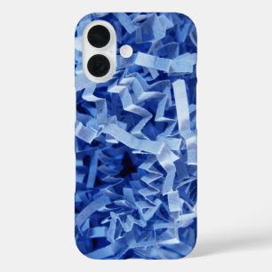 Coques iPhone 16 Papier Déchiqueté Froissé Bleu Abstrait Photograph