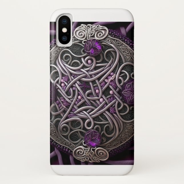 Coques Case-Mate iPhone Papier d'enveloppement Celtic Rose violet (Dos)