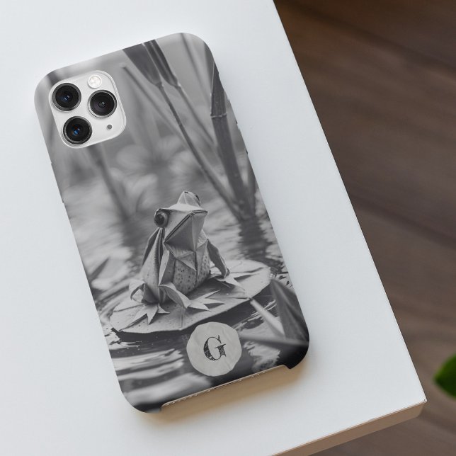 Coques Case-Mate iPhone Papier Origami Grenouille Lily Pad Monogramme (Créateur téléchargé)