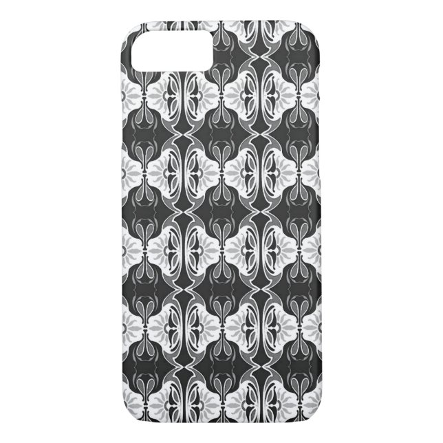 Coques Case-Mate iPhone Papier peint Art Déco motif - noir et blanc (Dos)
