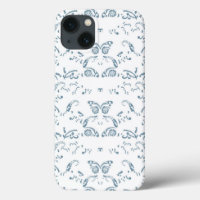 papier peint bleu et blanc avec un motif