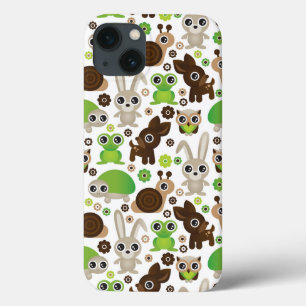 iPhone 13 Coque papier peint d'animal de lapin de tortue de cerfs