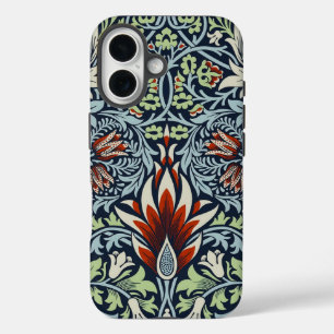 Coques iPhone 16 Papier peint floral Morris Navy Blue Snakeshead