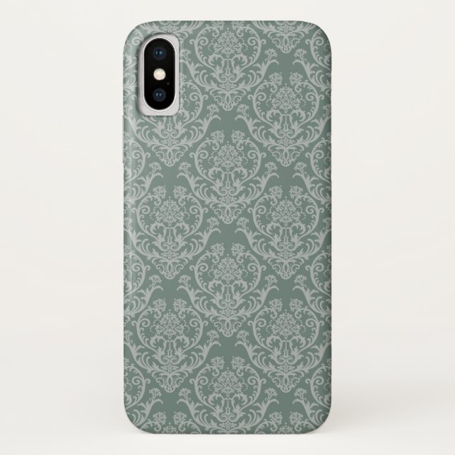 Coques Case-Mate iPhone Papier peint floral vert (Dos)