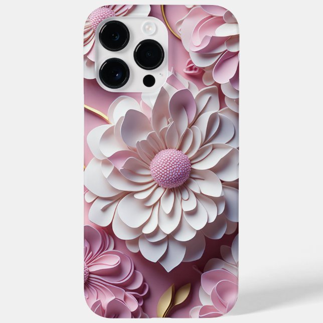COQUES Case-Mate iPhone PAPIER ROSE ET BLANC FLEURS DE REGARDE 3D (Verso)