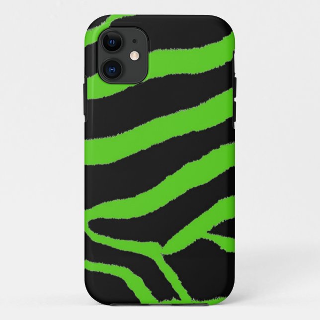 Coques Case-Mate iPhone Papier vert et noir Zebra (Dos)