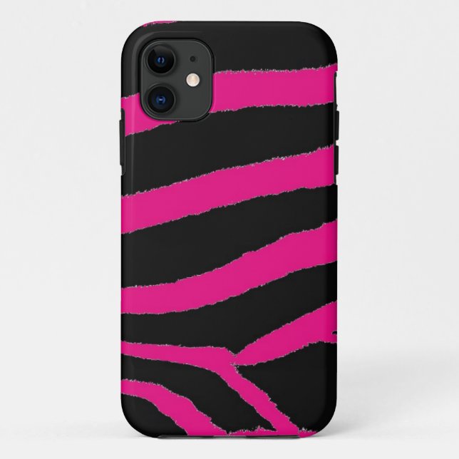 Coques Case-Mate iPhone Papier Zèbre rose et noir (Dos)