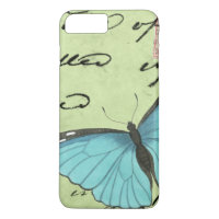 Papillon à ailes bleues sur carte postale Turquois