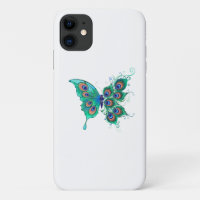 Papillon aux plumes de paon vert