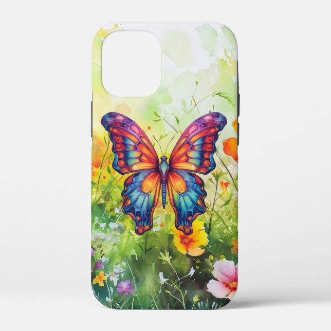 Coques Case-Mate iPhone Papillon Bleu Orange Ailes (Verso)