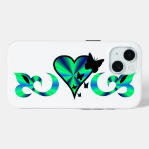 Coque Pour iPhone 15 Papillon Coeur et Lily Rainbowart