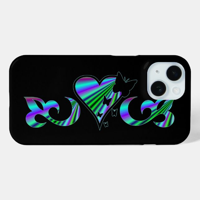 Coques Case-Mate iPhone Papillon Coeur et Lily Rainbowart (Verso (horizontal))
